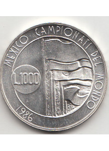 1986 Lire 1000 Argento Mondiale Calcio in Messico San Marino